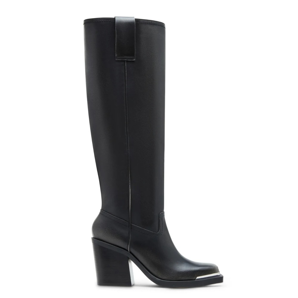NEW Womens 7.5 - Madden Girl Dollee Tall Western Boots Knee High Wide Calf Black
